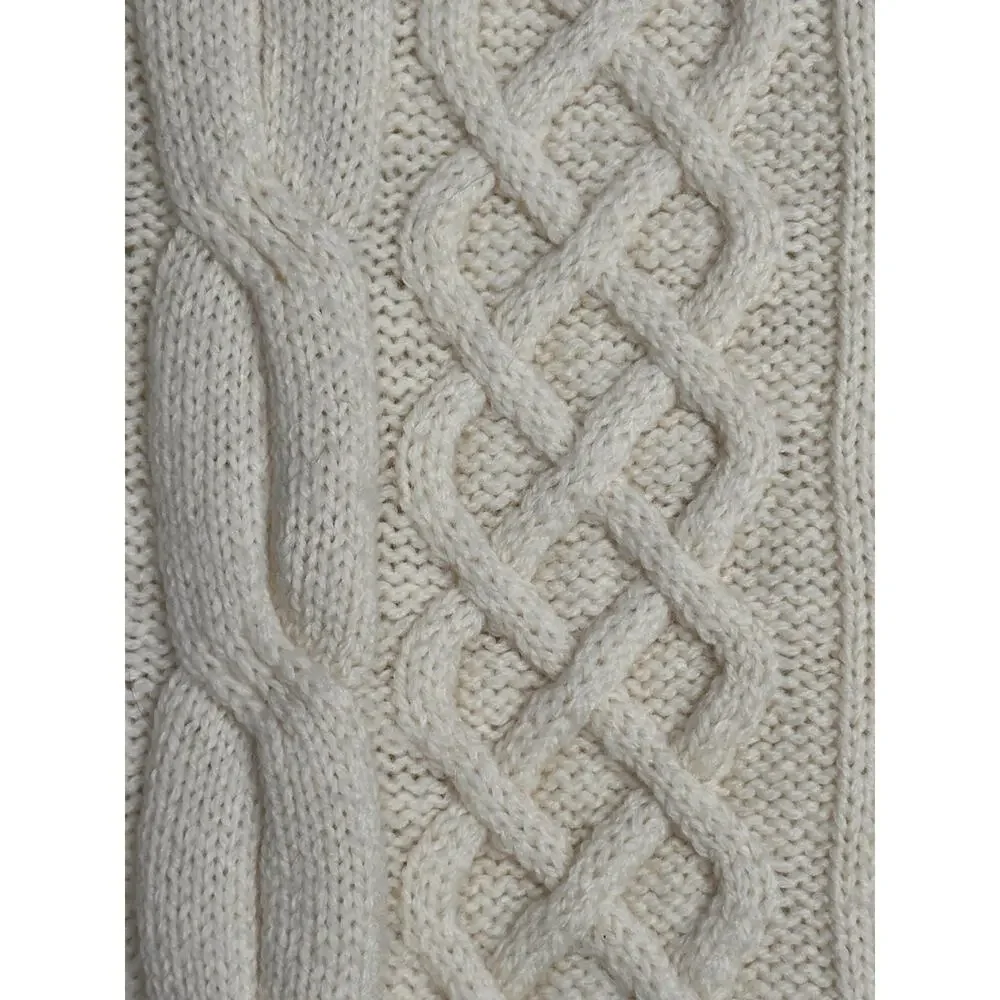 Classic Cream Fisherman Cable Knit Sweater 100% Wool - Picture 5 of 14